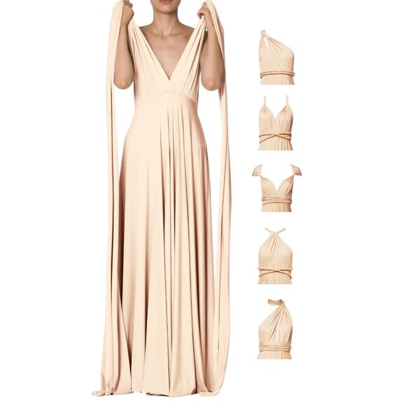 Multiway Transformer Wrap Dress Bridesmaid Elastic Waist Convertible Maxi Gown S - Picture 8 of 8